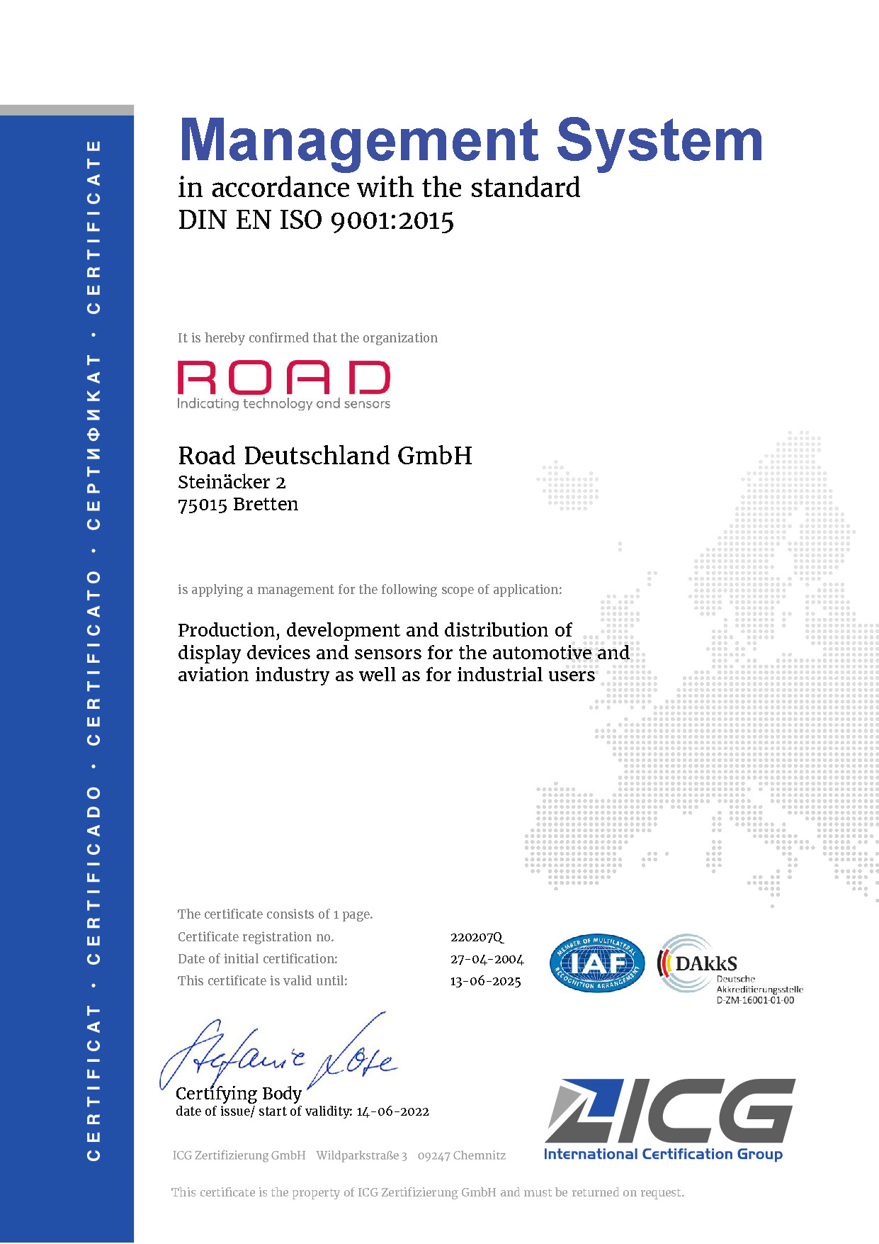 ISO 9001 : 2015 Zertifizierung 